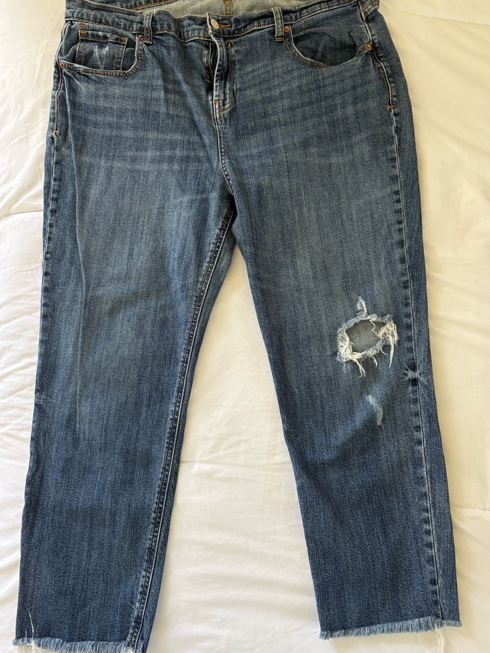 Old Navy Blue Distressed Boyfriend Jeans Size 16